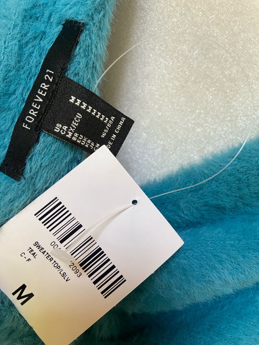 2/$20*  Teal Fuzzy Women's Sweater with Twist Knot. Forever 21, Sz M. NWT - Picture 8 of 11